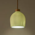 LIVIA - Suspension électrifiée en porcelaine striée D14,8cm - blanc