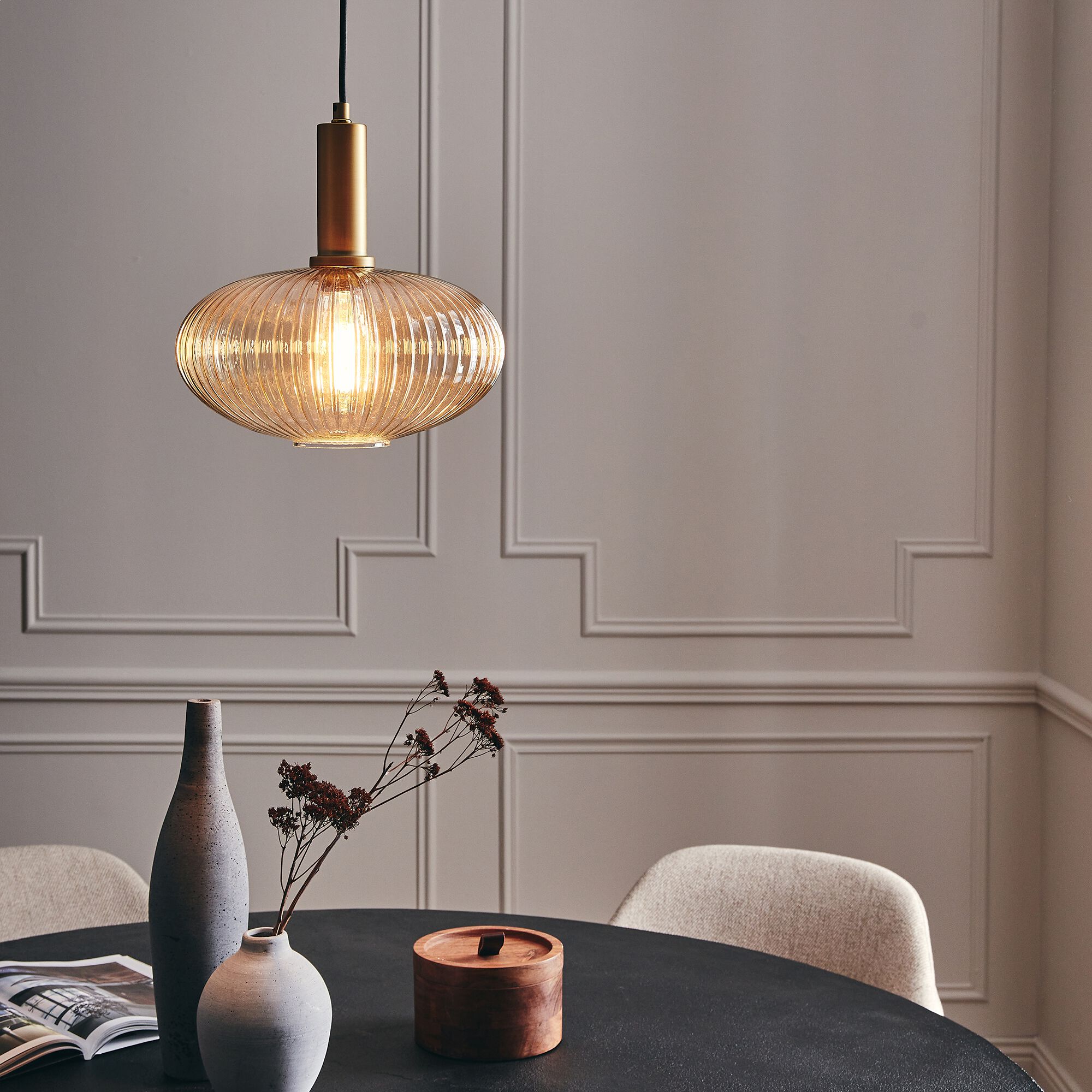 MALOTO - Suspension électrifié en métal et verre D30cm - doré