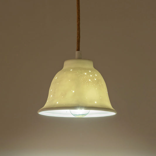MATTEA - Suspension électrifiée en porcelaine D16cm - blanc