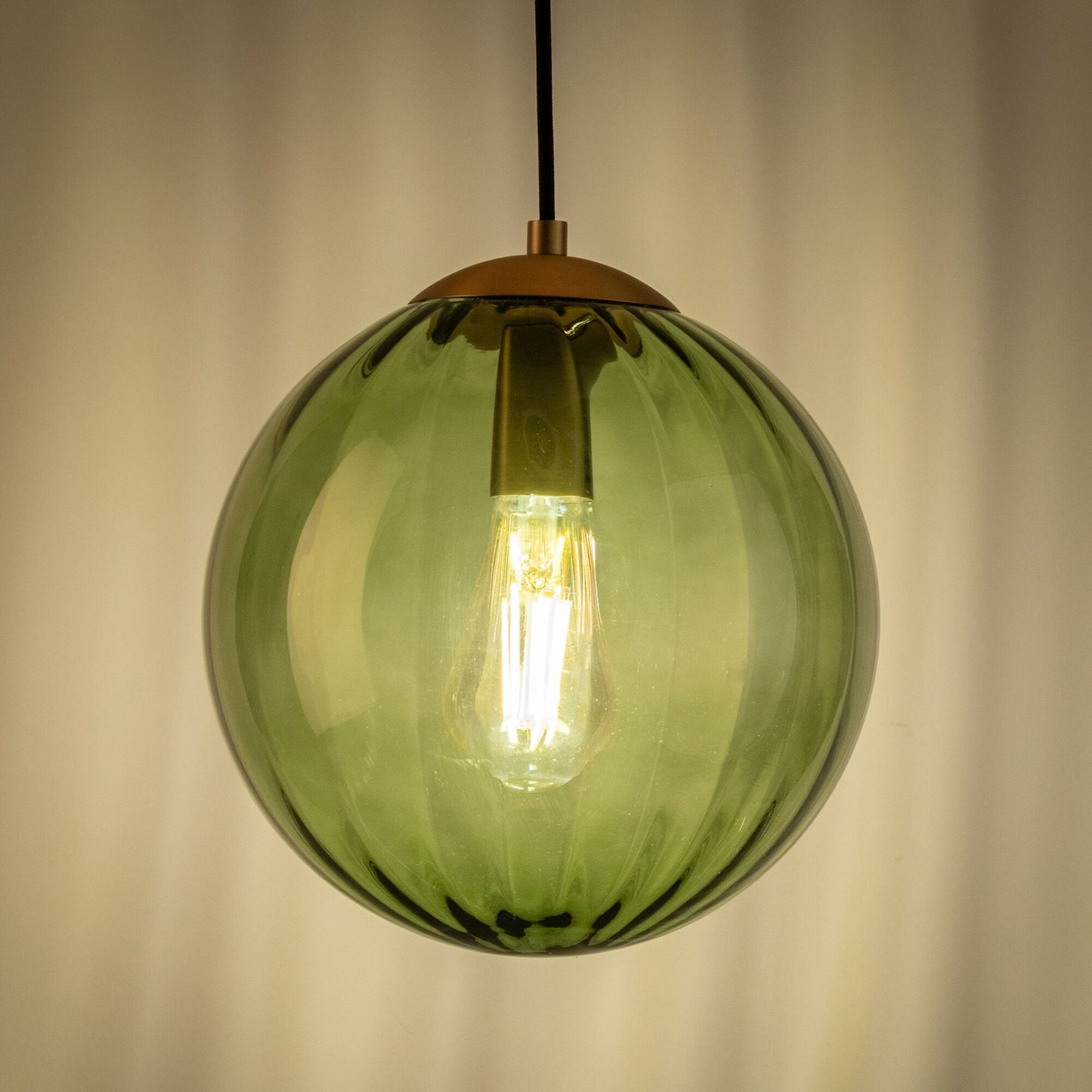 MONSARAZ - Suspension électrifié en verre et acier D25cm - vert