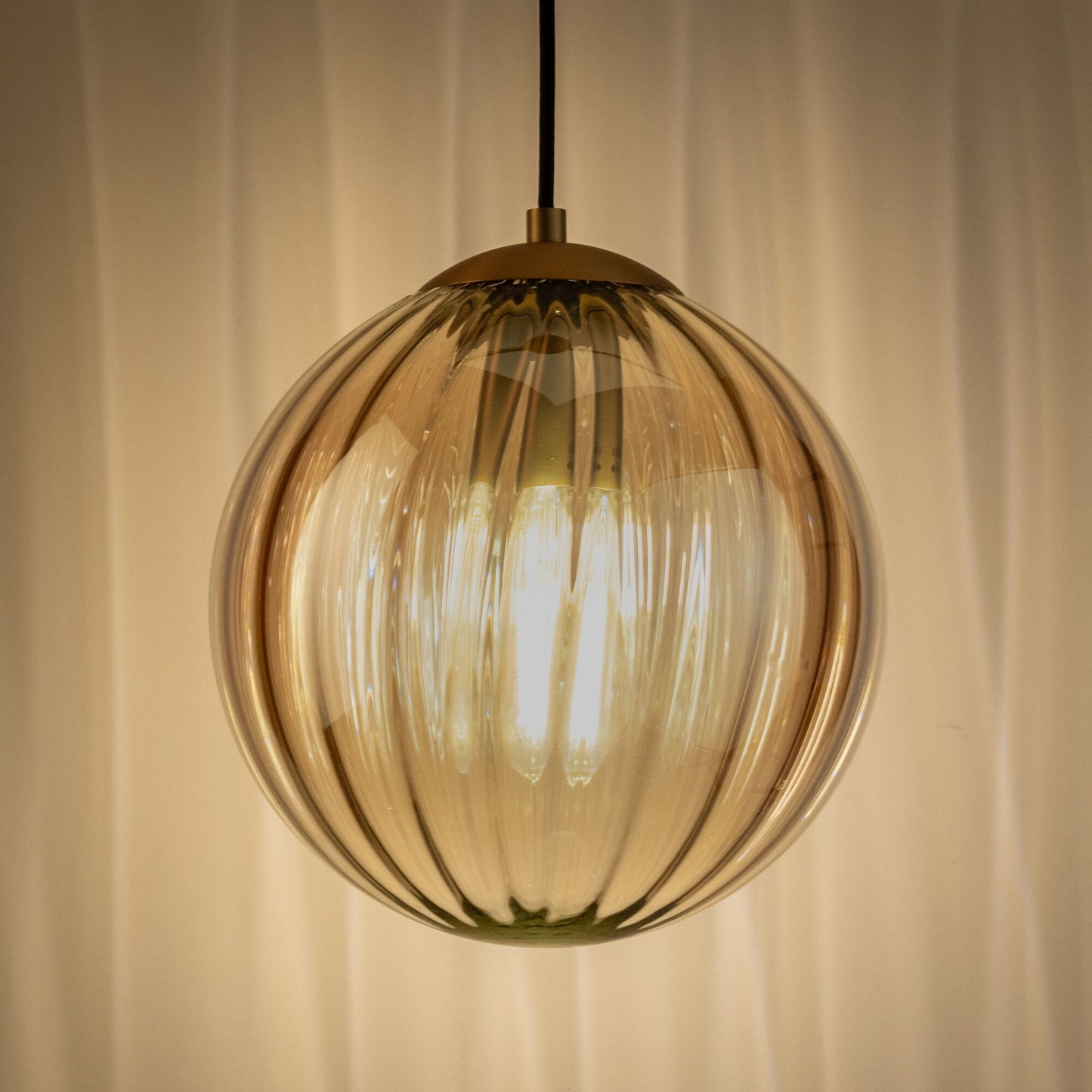 MONSARAZ - Suspension électrifié en verre et acier D25cm - marron