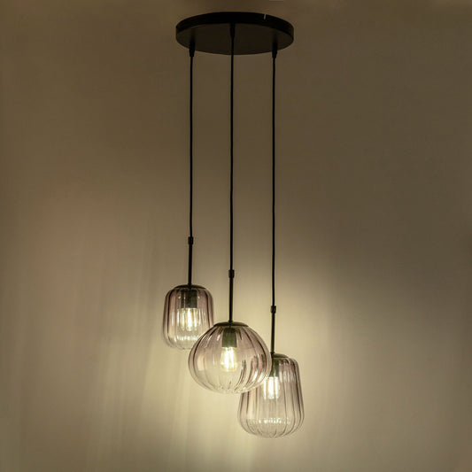 OROMIA - Suspension électrifiée avec 3 lampes en verre - gris