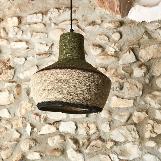 RUBIA - Suspension électrifiée en jonc de mer D30cm - naturel