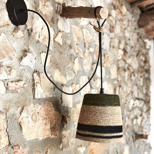 RUBIA - Suspension électrifiée en jonc de mer D14cm - naturel