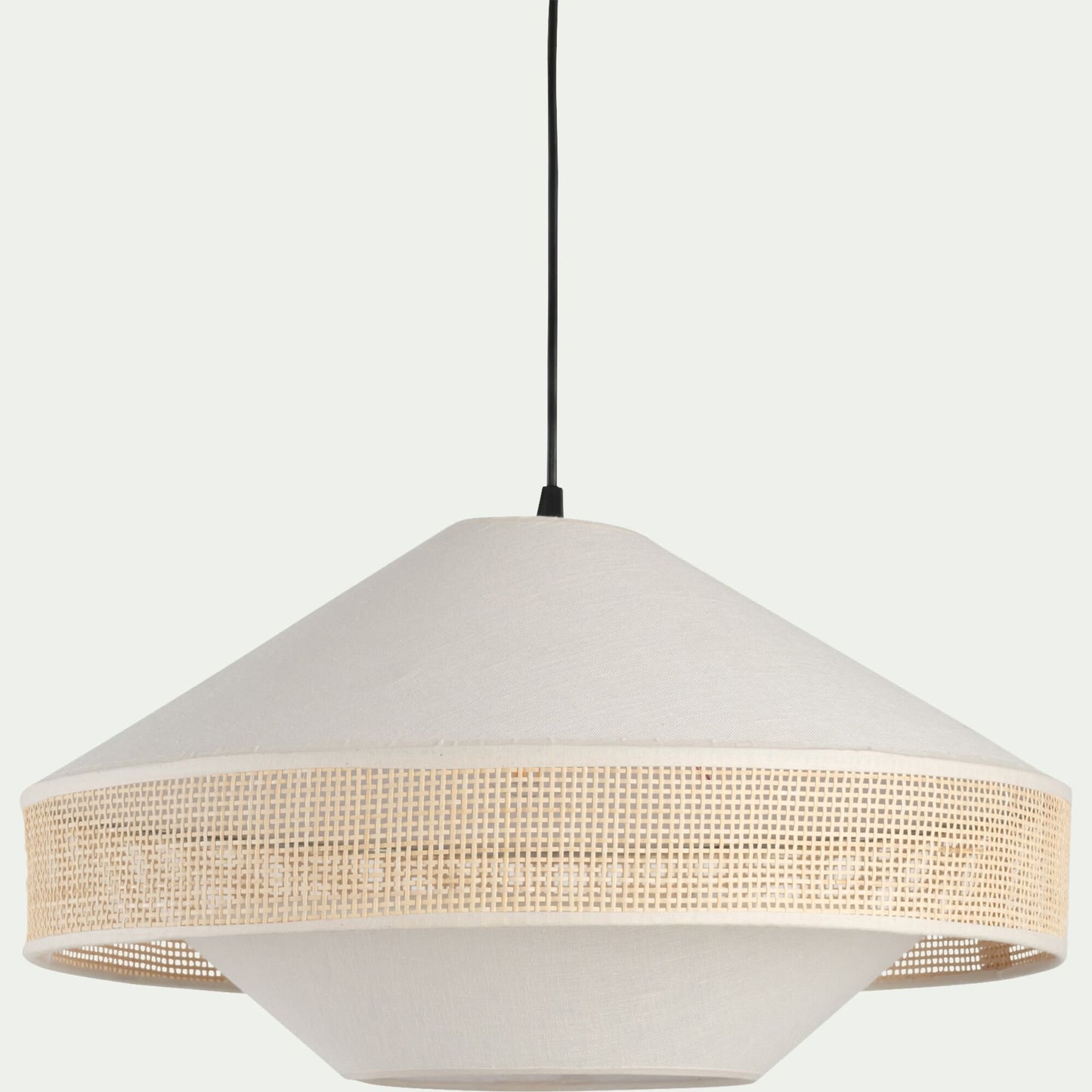 TIPA - Abat-jour en lin et cannage D50cm - blanc