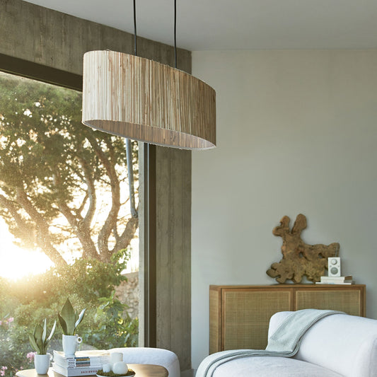 WIMEA - Suspension électrifiée 2 ampoules en acier et algues H120cm - naturel