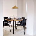 ISEO - Table de repas ronde effet chêne et acier - bois clair (4 places)