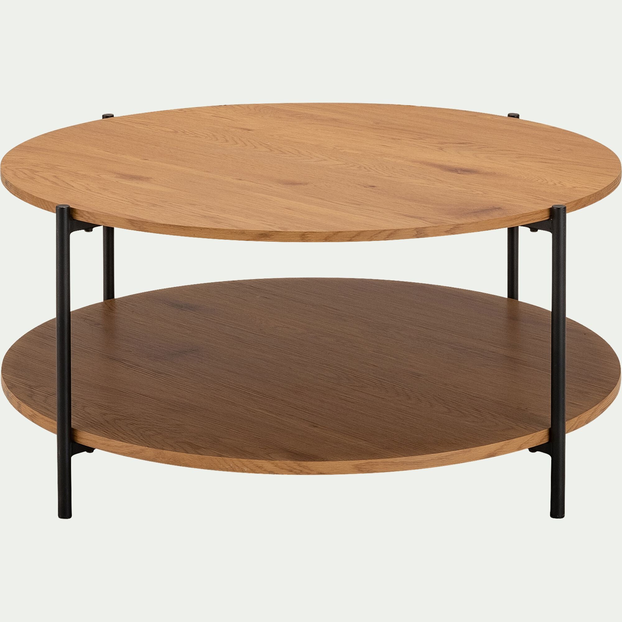 ISEO - Table basse ronde en bois et acier - bois clair