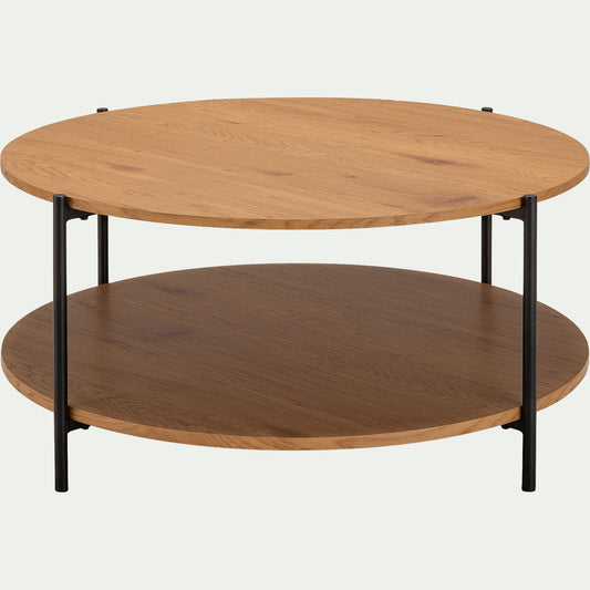 ISEO - Table basse ronde en bois et acier - bois clair