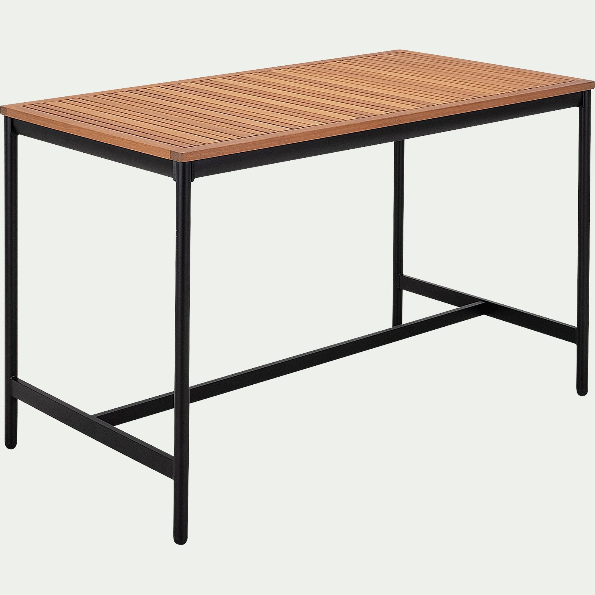 LARI - Table haute de repas jardin en eucalyptus - bois clair (6 places)