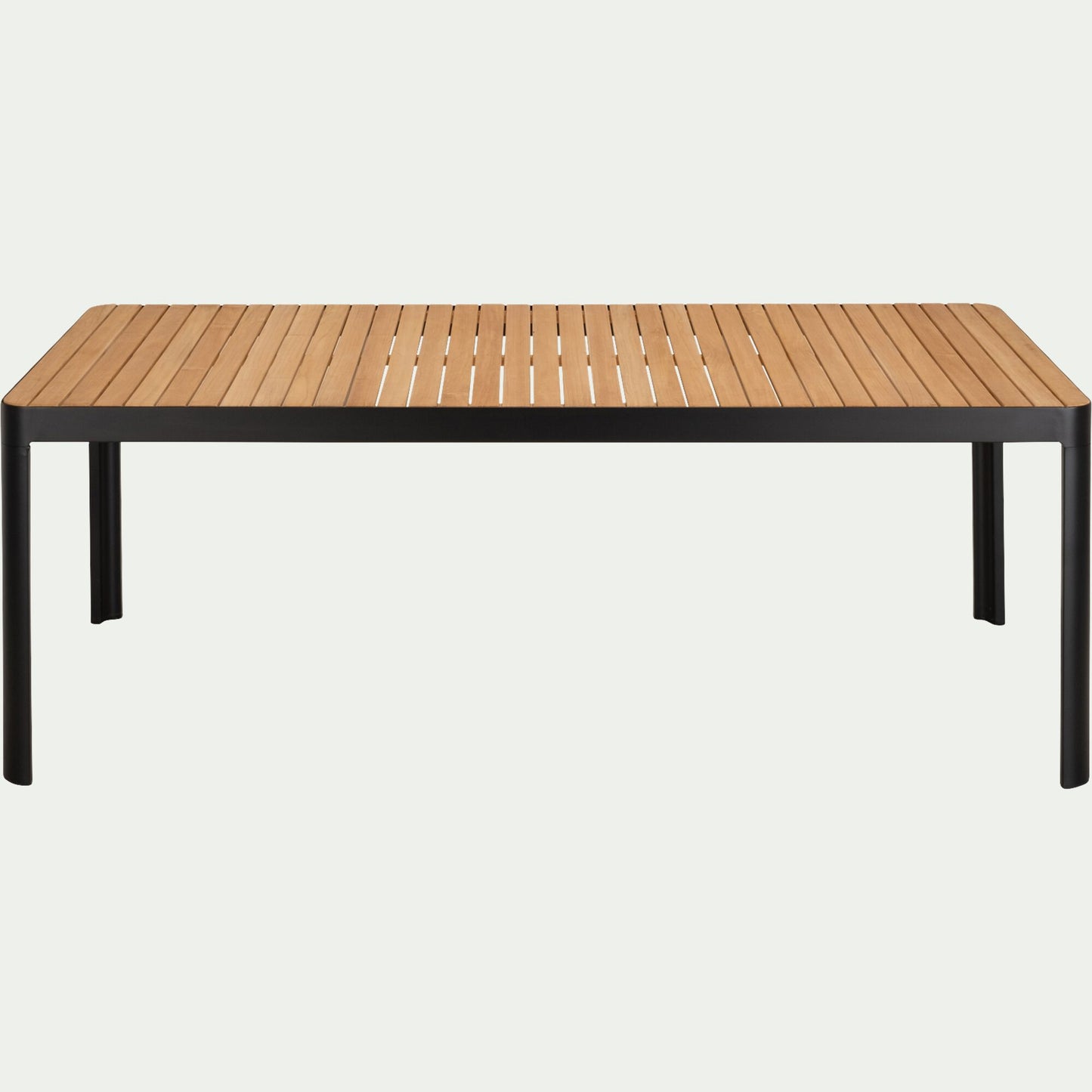 TASTA - Table de repas jardin en aluminium et teck - bois clair (8 places)