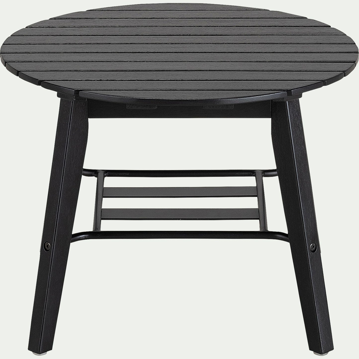ZOULA - Table basse de jardin ronde en bois d'eucalyptus et aluminium - noir