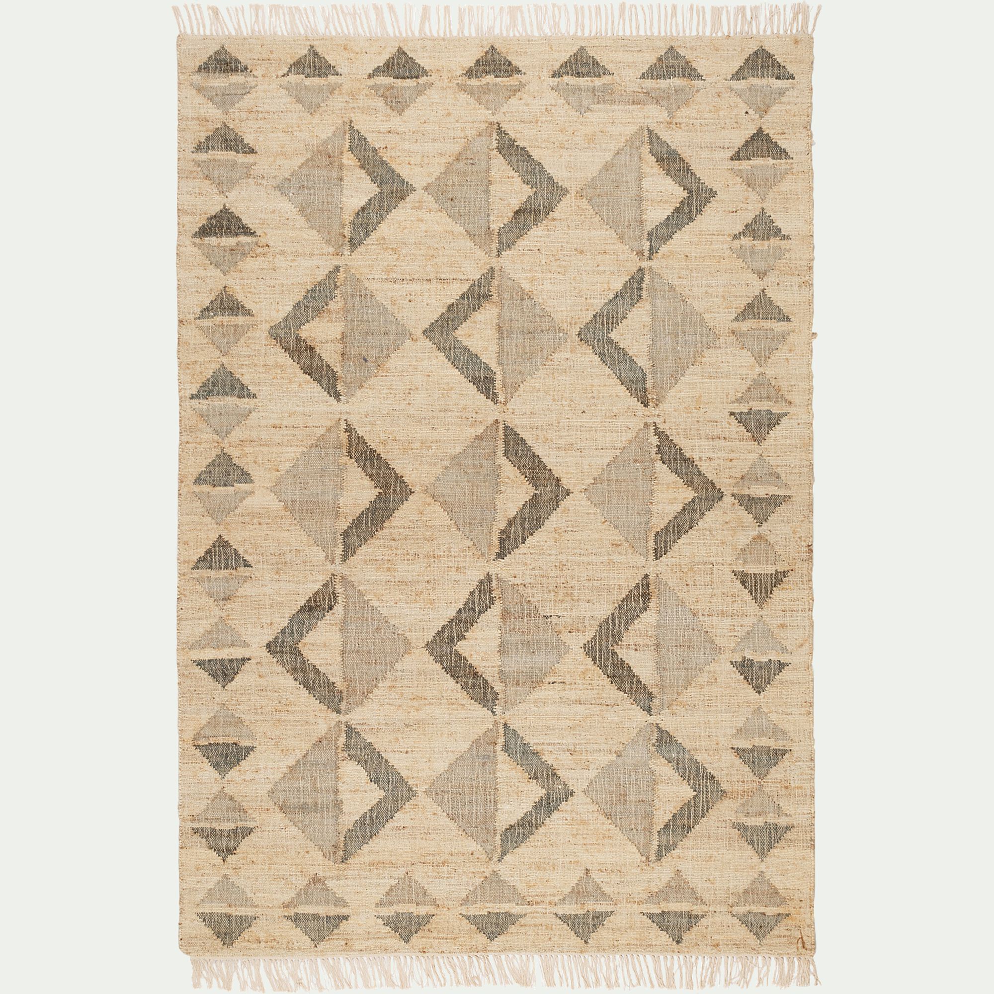 KISKA - Tapis tissé en jute et coton - beige 160x230cm