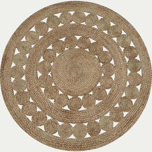 ROSACE - Tapis rond ajouré en jute - naturel D120cm
