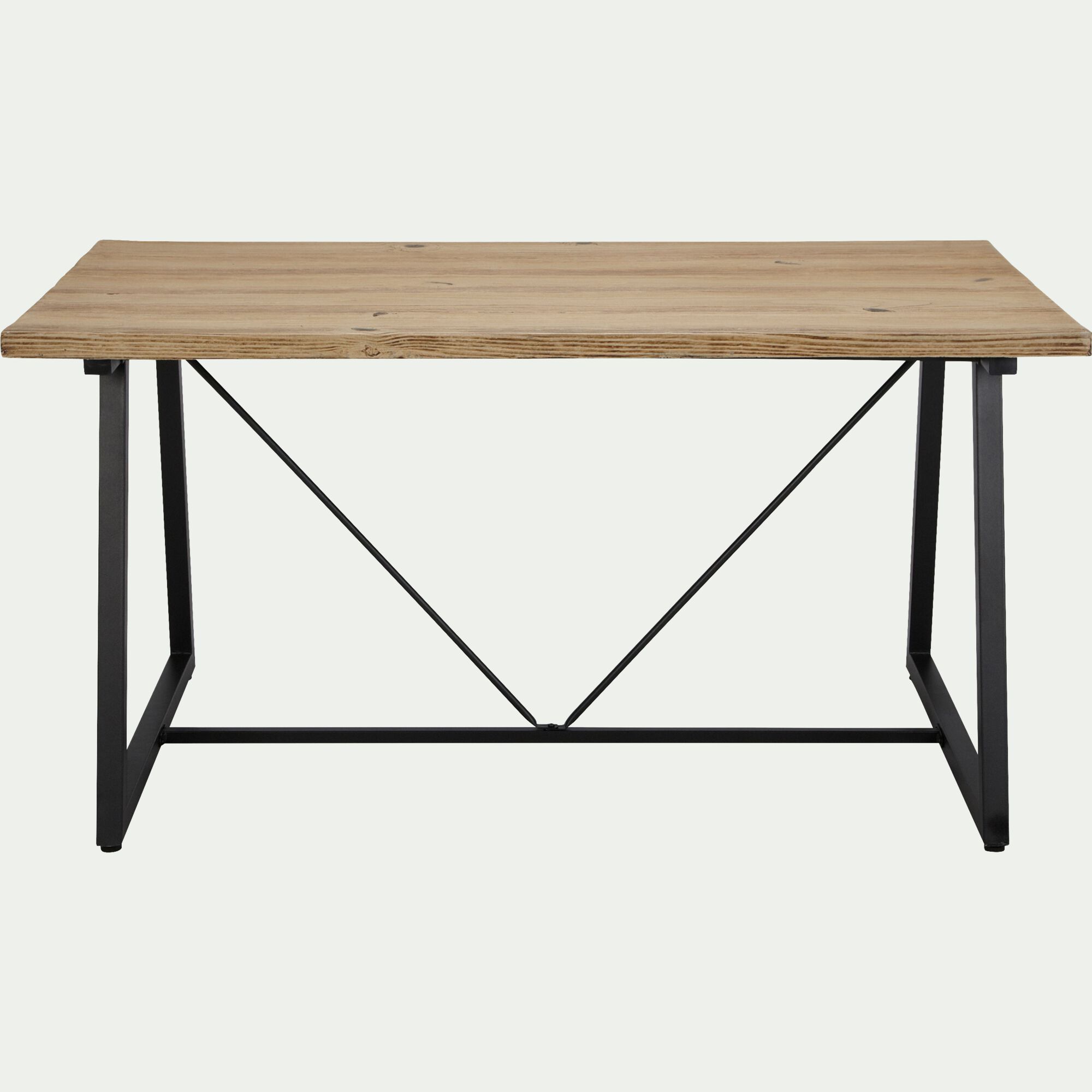 DUBLIN - Table de repas jardin en magnésium effet bois et fer - bois clair (6 places)