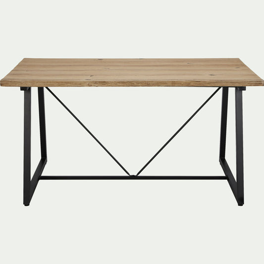 DUBLIN - Table de repas jardin en magnésium effet bois et fer - bois clair (6 places)