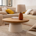CESARE - Table basse ronde en chêne et béton - naturel