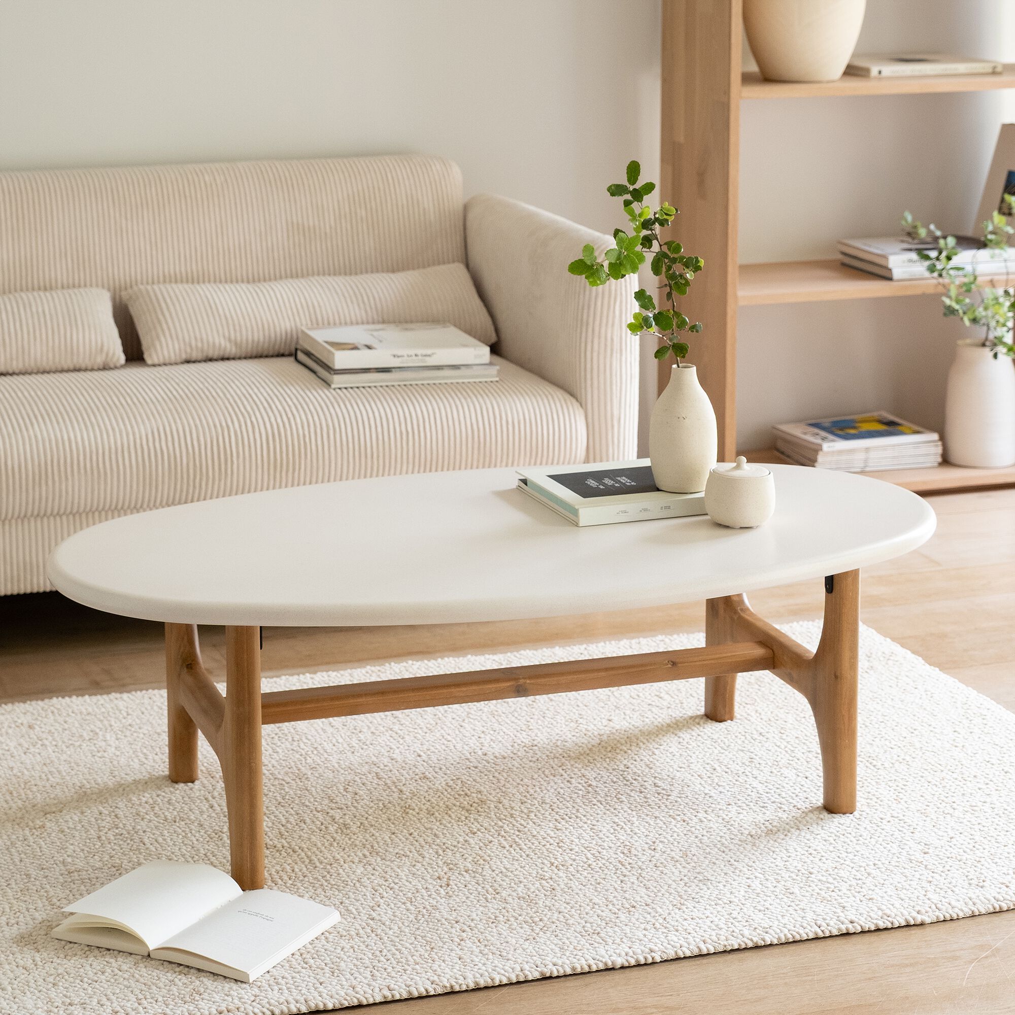 COFA - Table basse ovale en bois L126xl70cm - blanc