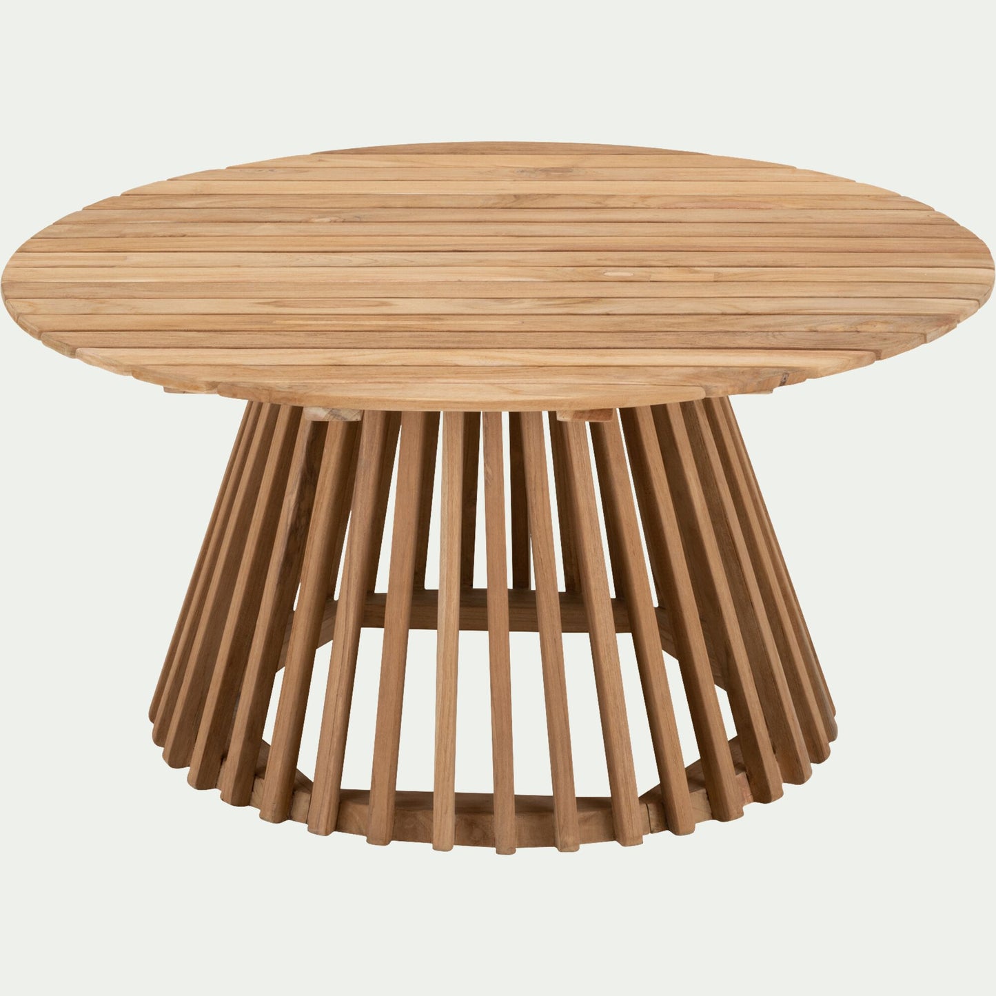 JAUSIERS - Table basse de jardin ronde en teck - bois clair