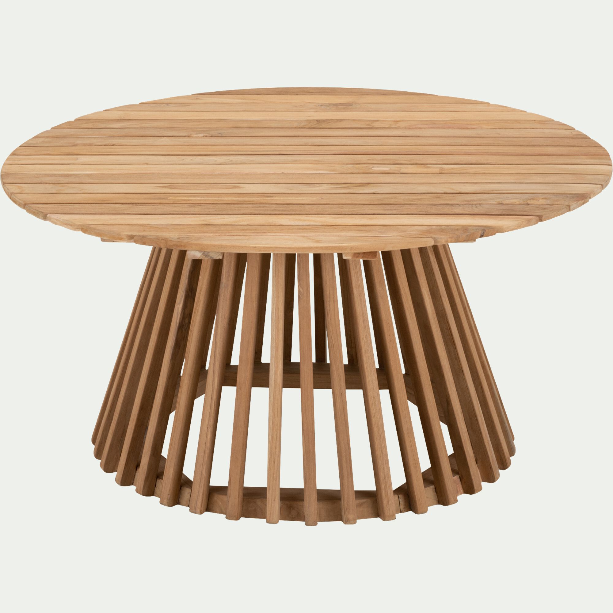 JAUSIERS - Table basse de jardin ronde en teck - bois clair