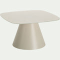 LAZARI - Table basse en verre trempé et acier L70cm - blanc écru