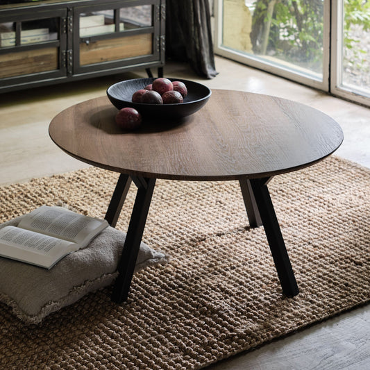 OCTAVIE - Table basse ronde en bois - bois foncé