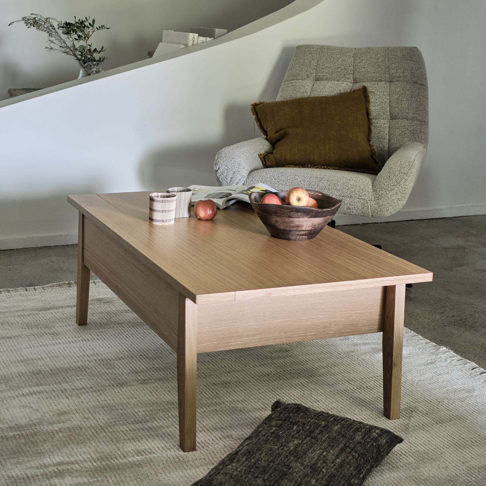 AGOSTA - Table basse en bois avec plateau relevable - naturel