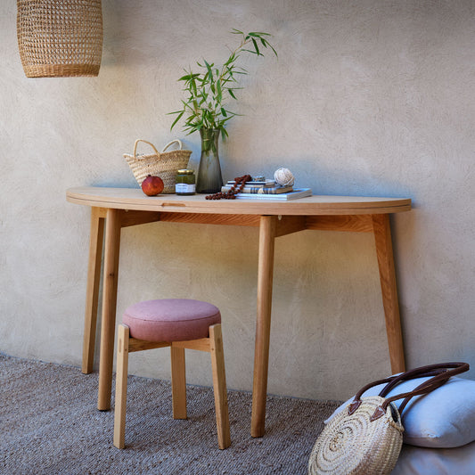 ORIGAMY - Table console extensible en placage chêne - bois clair (2 à 6 places)