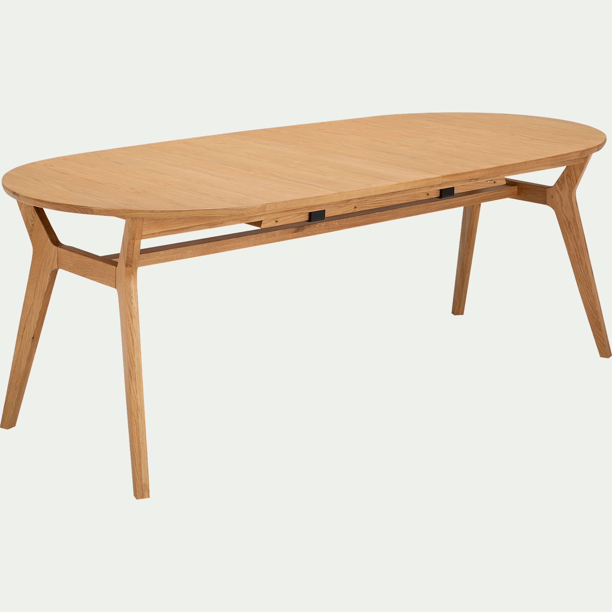 BLEGIER - Table de repas ovale extensible en chêne - bois clair (12 places)
