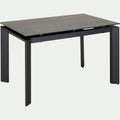 CAIETAN - Table de repas extensible en céramique et verre trempé - noir (6 à 8 places)