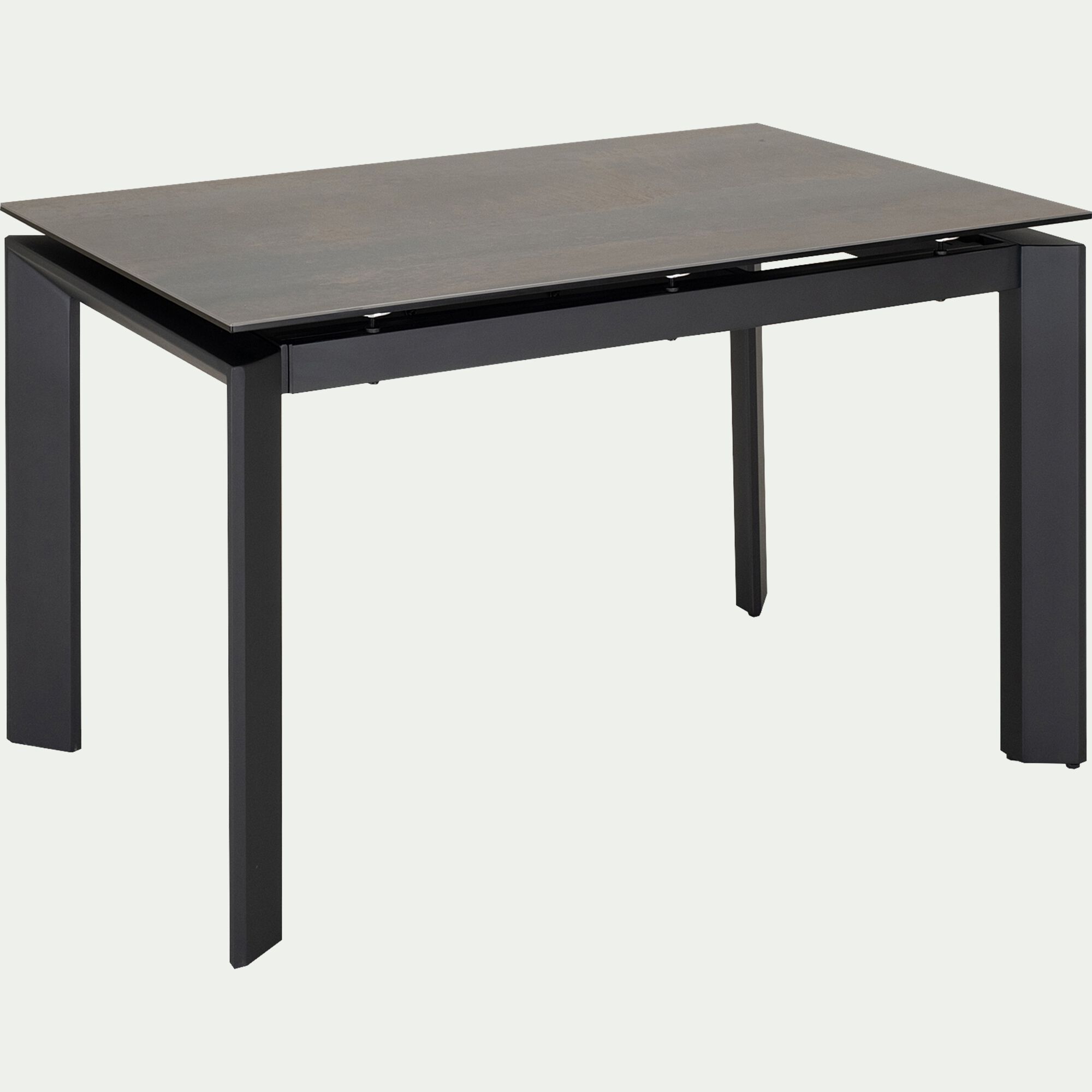 CAIETAN - Table de repas extensible en céramique et verre trempé - noir (6 à 8 places)