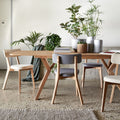 LEONIE - Table de repas extensible plaquée chêne - bois clair (8 à 10 places)