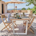 ITAQUE - Salon de jardin repas en teck et aluminium - blanc (8 places)