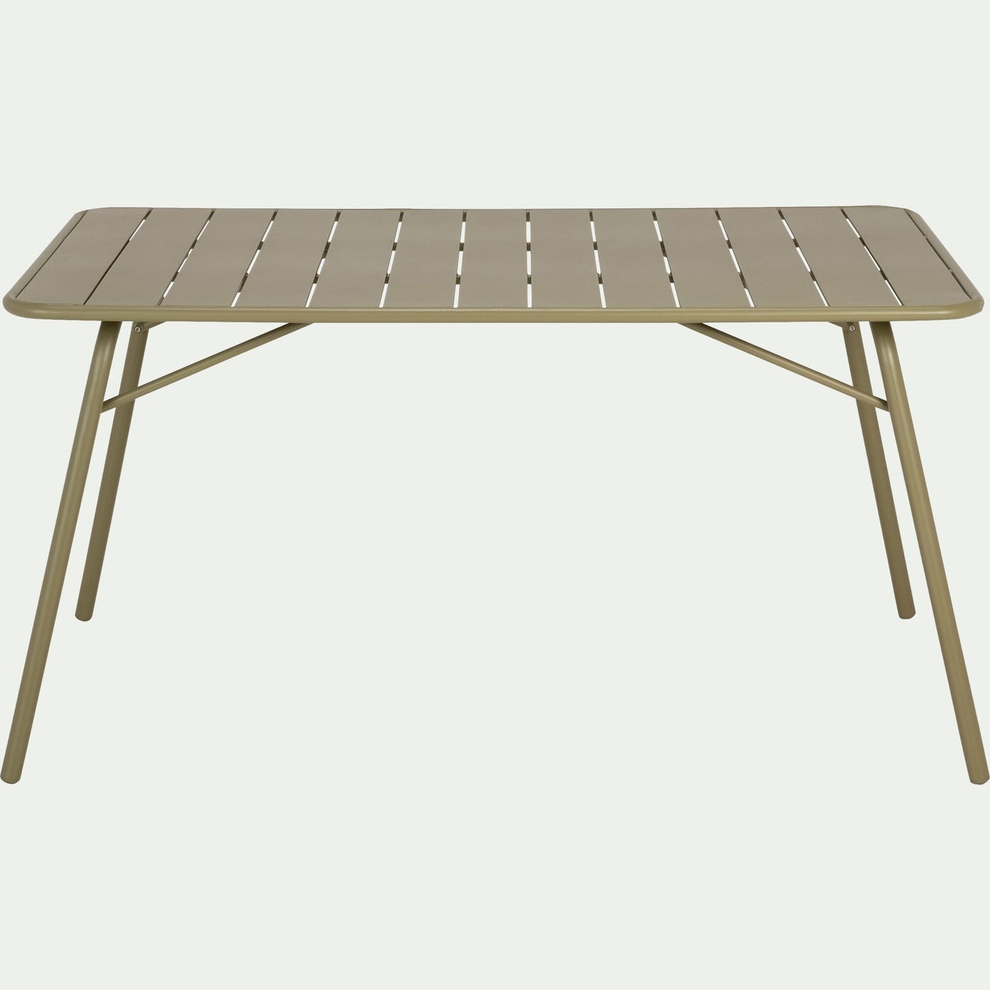SOURIS - Table de repas jardin pliante en acier - vert kaki (6 places)