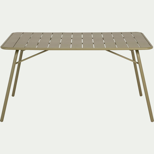 SOURIS - Table de repas jardin pliante en acier - vert kaki (6 places)