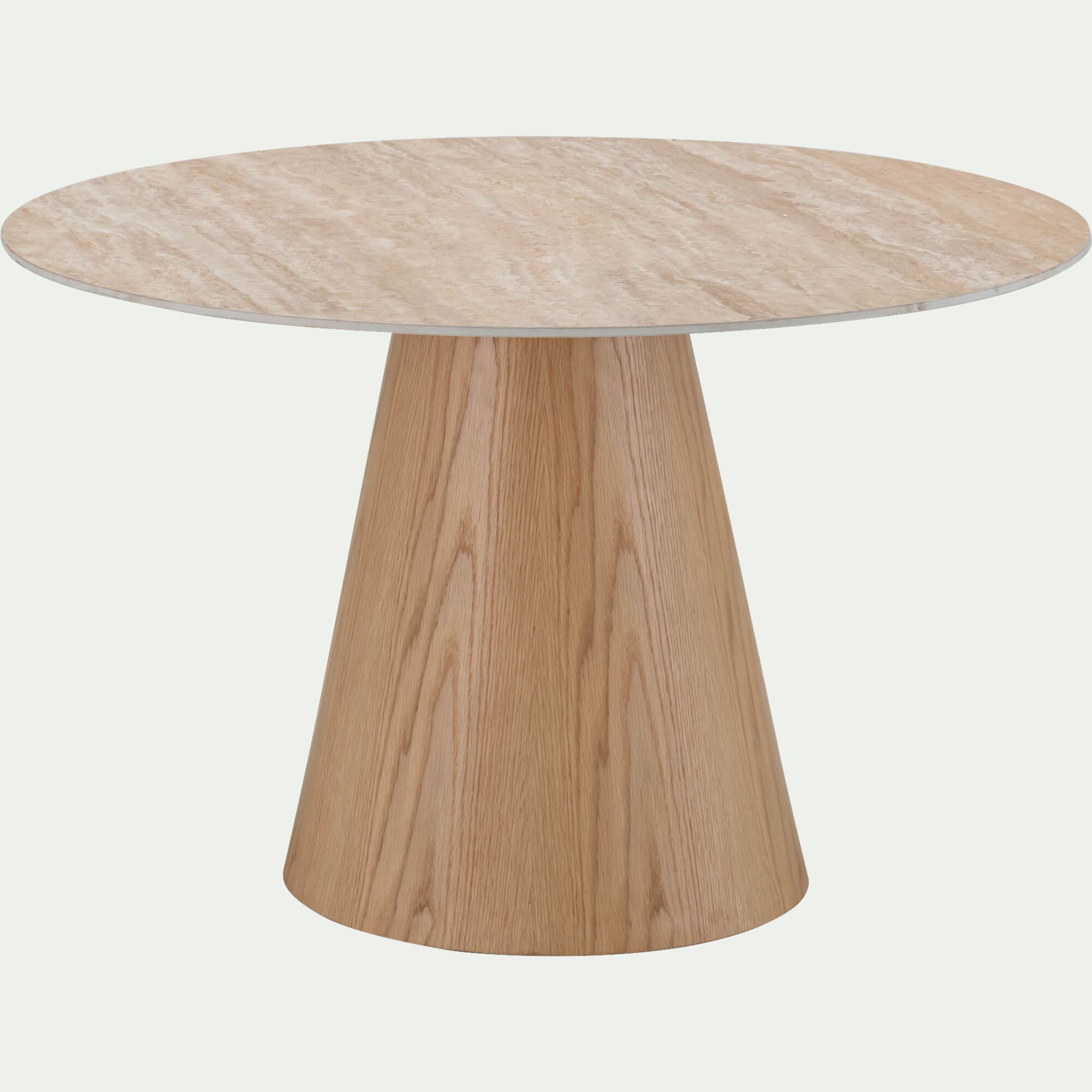CASTELLANE - Table de repas ronde en bois et céramique - bois clair (4 à 6 places)