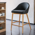 ABBY - Chaise de bar en tissu gris foncé pieds bois - H66cm