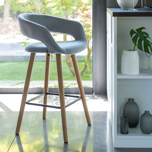 JOYAU - Chaise de bar en tissu avec accoudoirs H65,5cm - gris