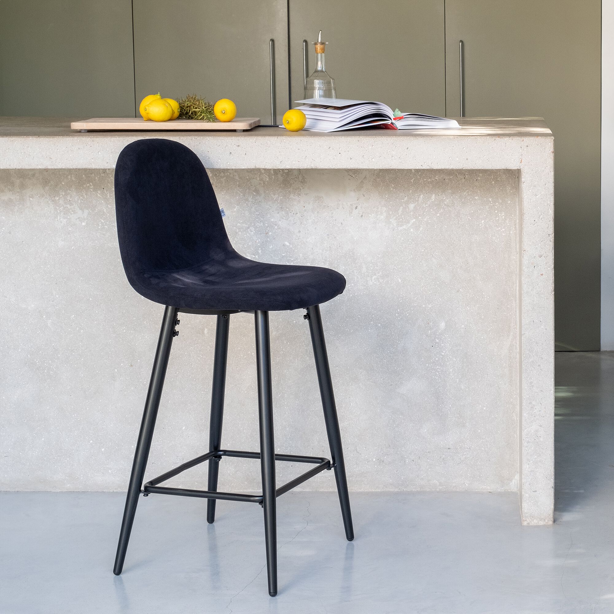 LOANA - Chaise de bar - noir H66cm