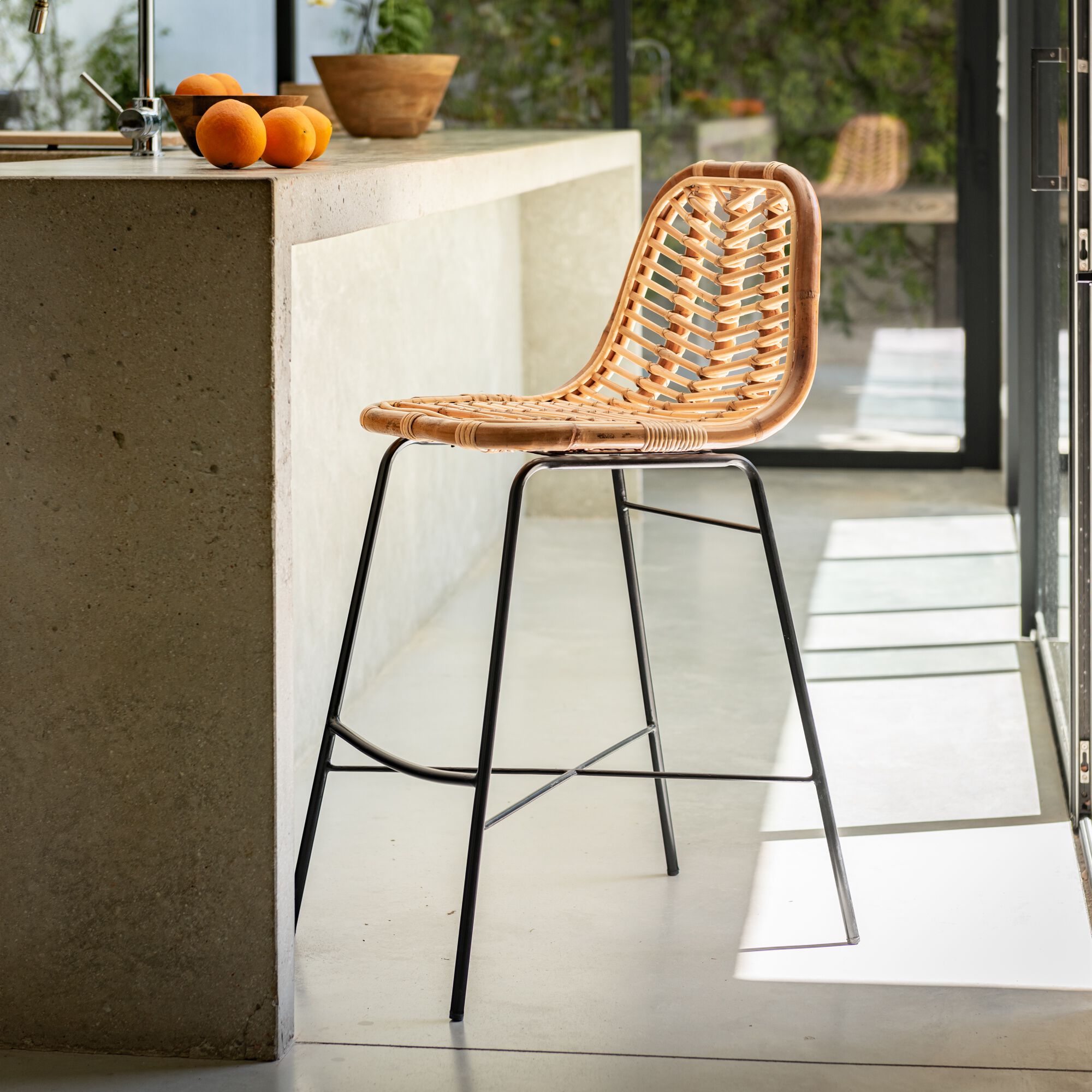 LUPIN - Chaise îlot central en rotin - naturel h66cm