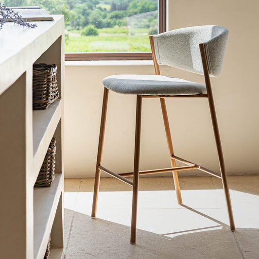 CASSANDRE - Tabouret haut de repas en tissu H66cm - beige
