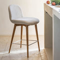 CORI - Chaise de bar en tissu et frêne H66cm - beige