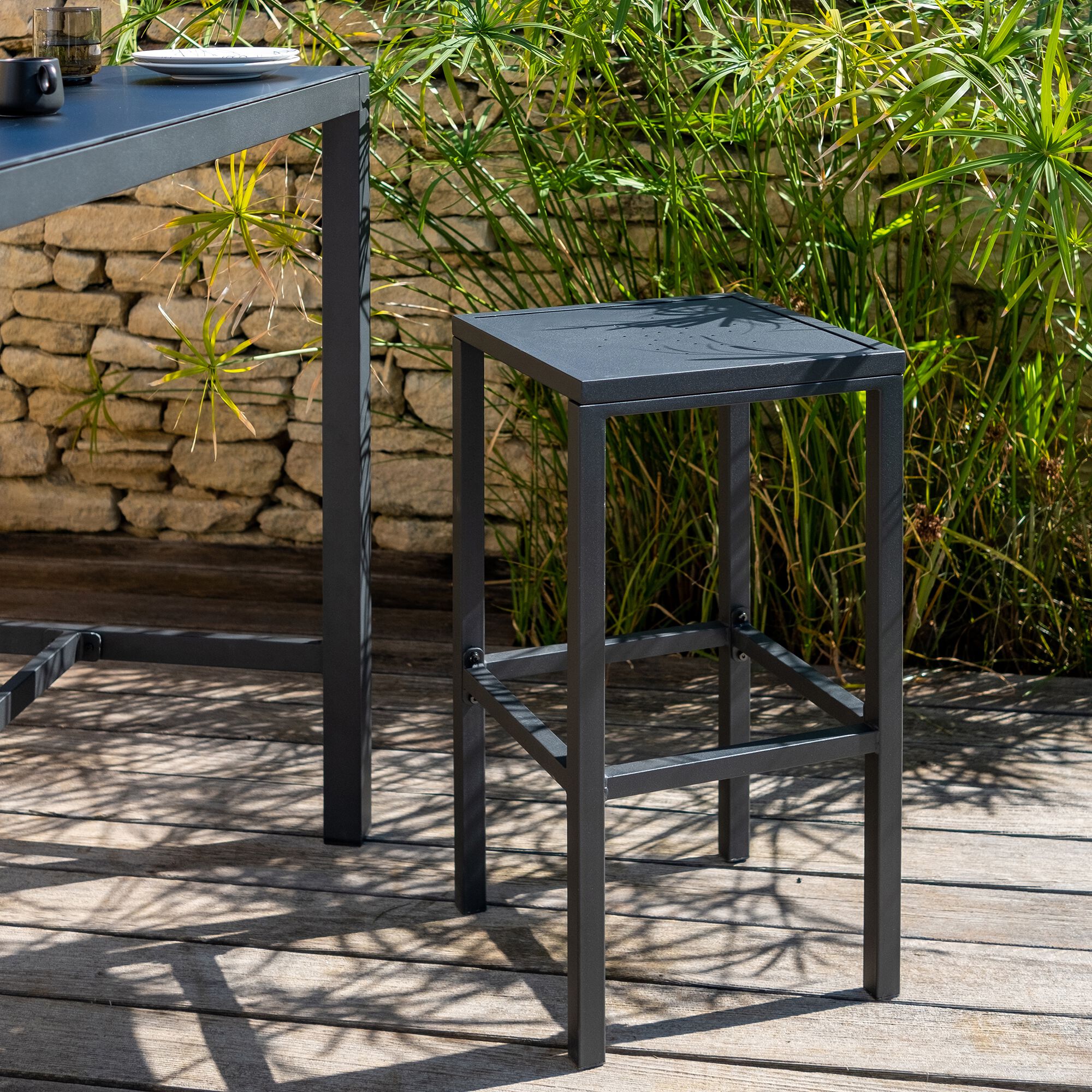 Cahors - Tabouret de bar en acier - noir H74cm