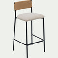 DAYNE - Tabouret haut de repas en corde et tissu H75cm - blanc écru