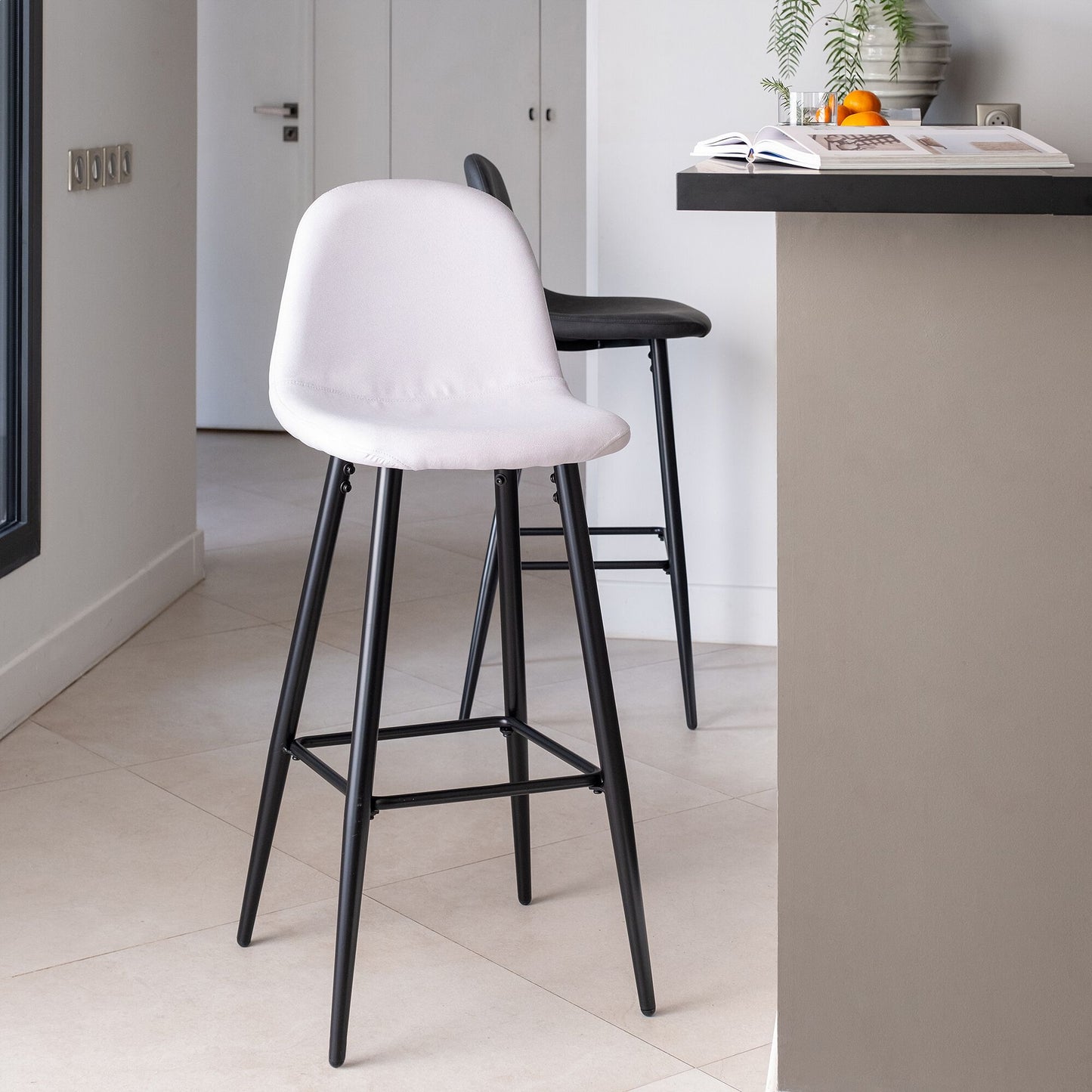 LOANA - Chaise de bar - gris borie H75cm
