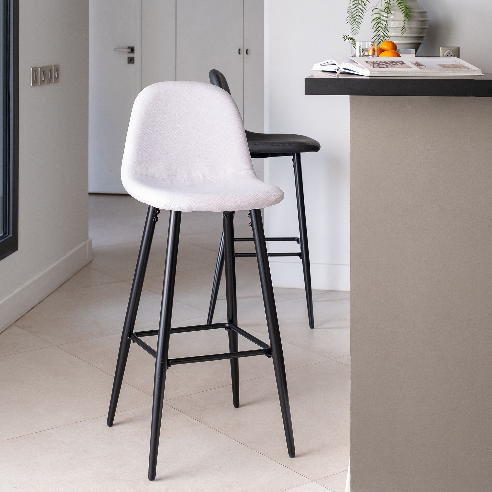 LOANA - Chaise de bar - gris borie H75cm