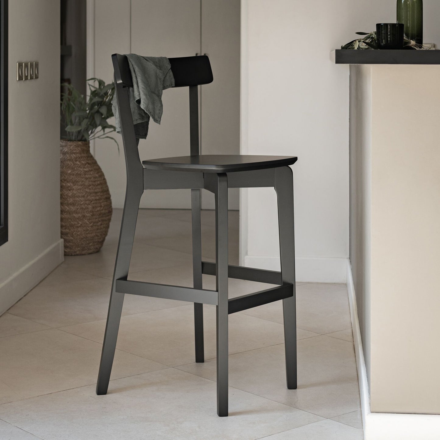 SUZIE - Chaise de bar H75cm - noir