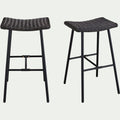 IZEL - Tabouret de bar en fer et résine tressée H72cm - noir