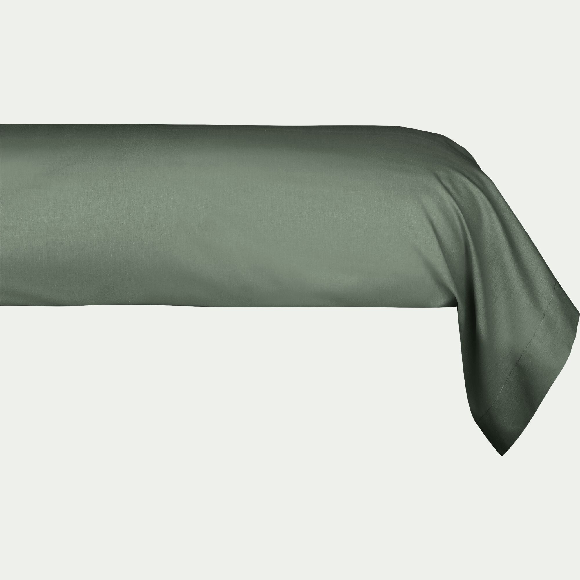 FLORE - Taie de traversin en percale de coton - vert cèdre 43x190cm