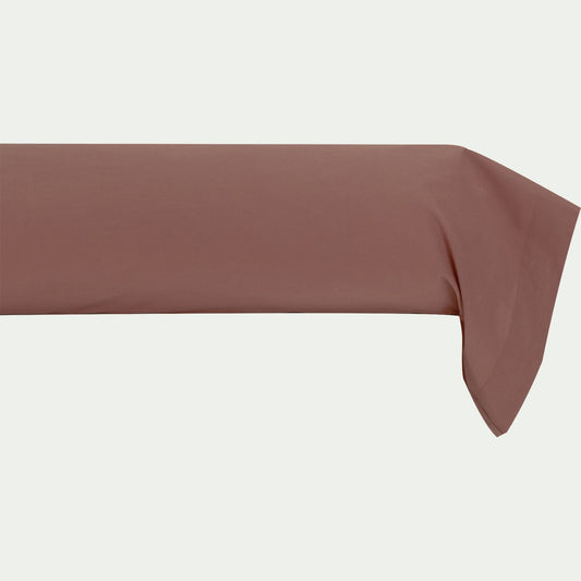 FLORE - Taie de traversin en percale de coton - brun rhassoul 43x190cm